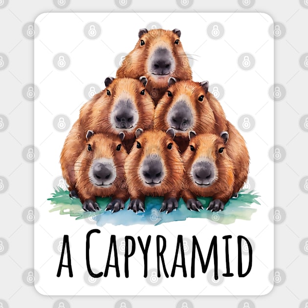 Capyramid: a stack of six adorable Capybaras, fun design Magnet by Luxinda